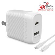 Hypergear SpeedBoost Dual Wall Charger with 25W USB-C PD/PPS and 12W USB Outputs, Plus 6ft USB-C to Lightning cable 15627